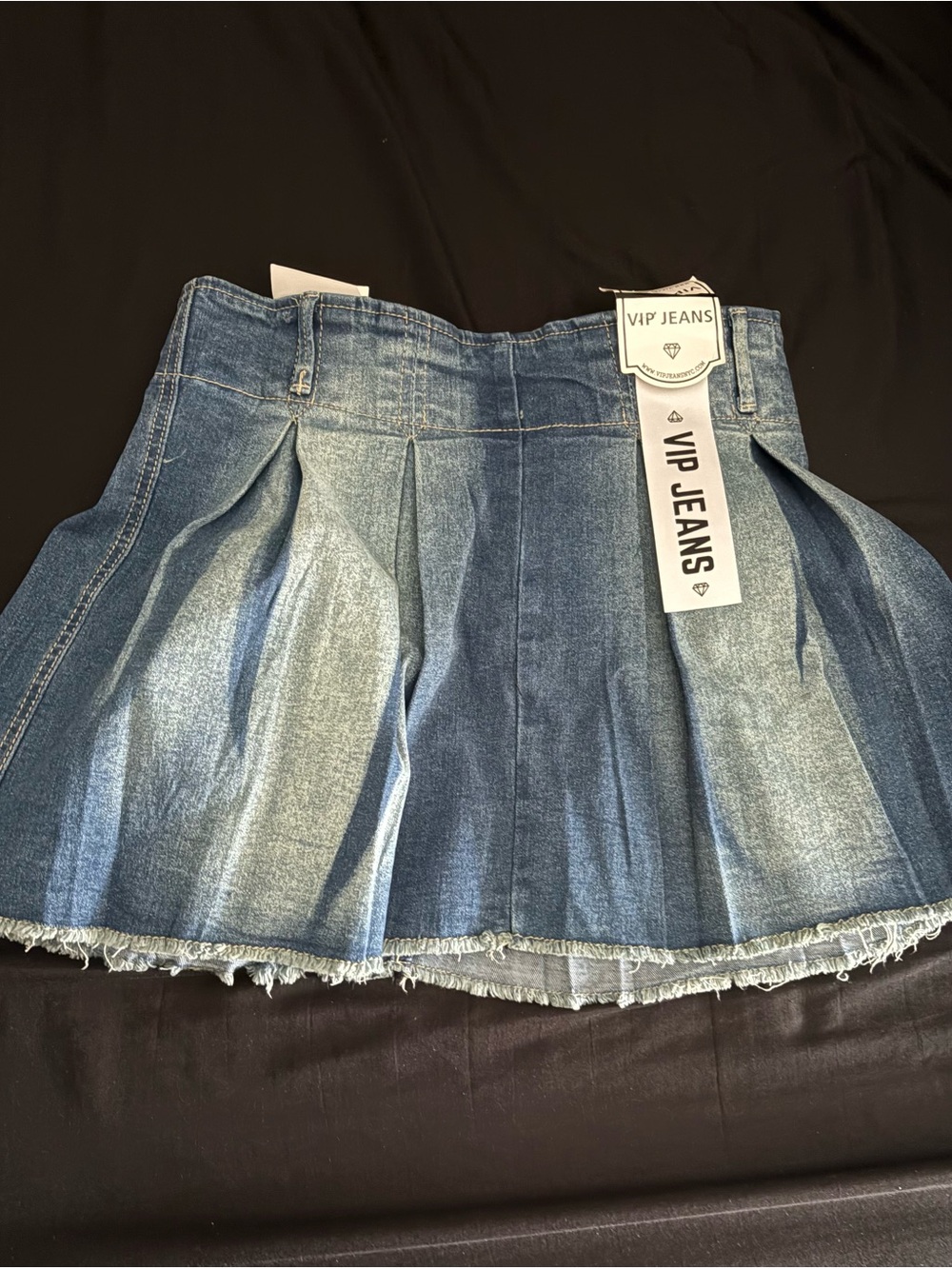 VIP Denim Pleated Mini Skirt - Blue